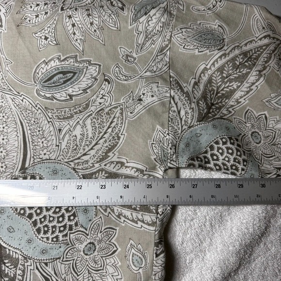 Bryn Walker Womnes Linen Top Jacket Tan Blue Paisley 3/4 Sleeve Button Up Sz Lg - Picture 11 of 15